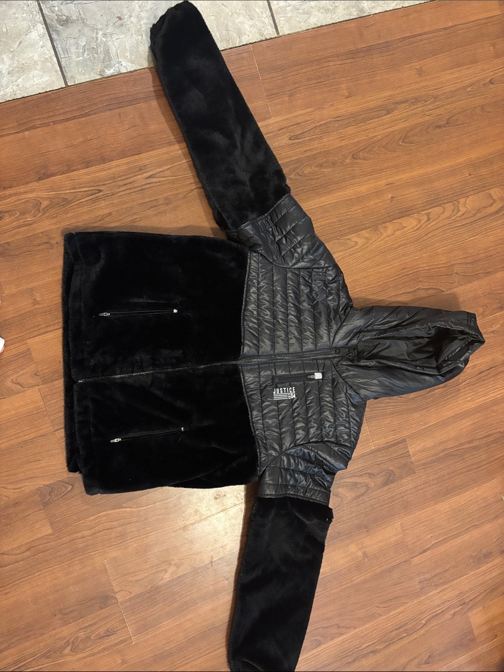 Justice Black and White Label Jacket